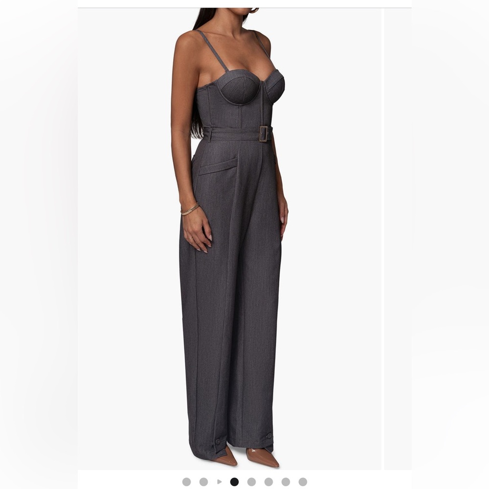 JLUXLABEL Women's Gray Belted Jumpsuit